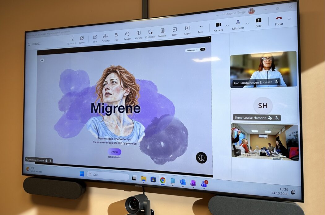 Skjerm som viser hero for migrene-sporet på hjernendin.no
